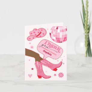 Pink Cowgirl Carte de remerciements de fête d'anni