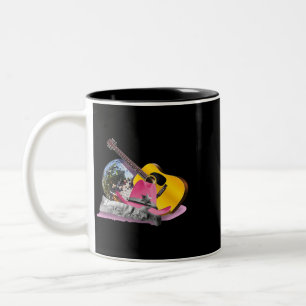 Pink Cowgirl Cowboy Hat Disco Ball Boots Gitarre Zweifarbige Tasse