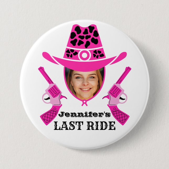 Pink Cowgirl Custom Foto Button (Vorderseite)