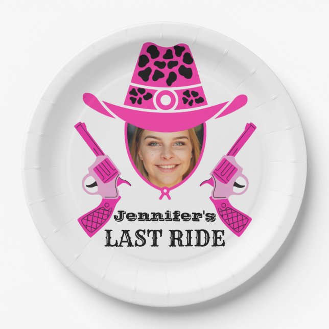 Pink Cowgirl Custom Foto Pappteller (Vorderseite)
