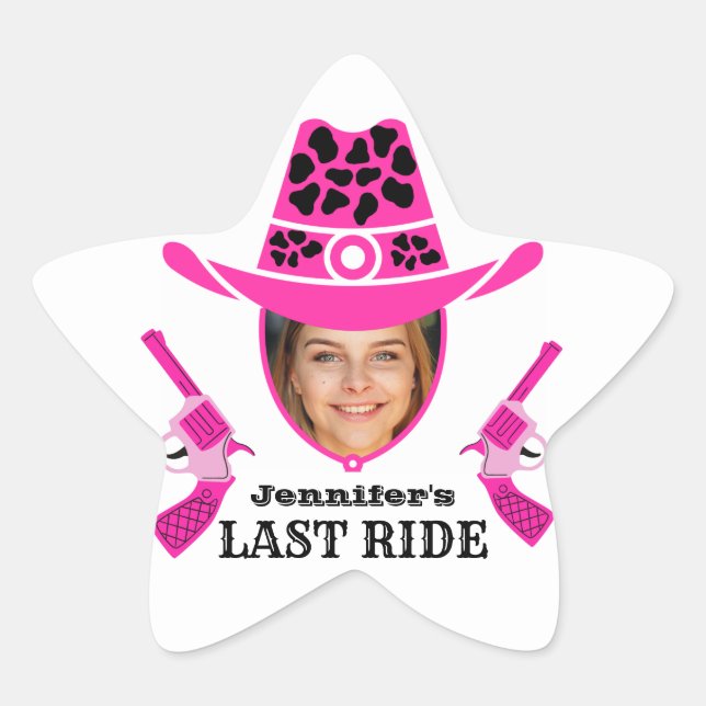 Pink Cowgirl Custom Foto Stern-Aufkleber (Vorderseite)