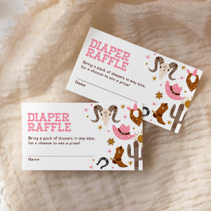 Pink Cowgirl Diaper Raffle Western Babydusche Begleitkarte