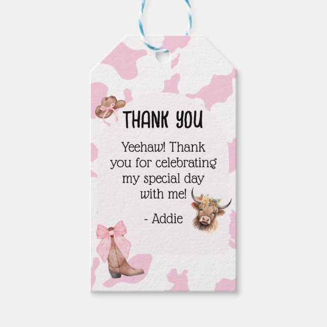 Pink Cowgirl-Geschenk-Tag Geschenkanhänger (Vorderseite)