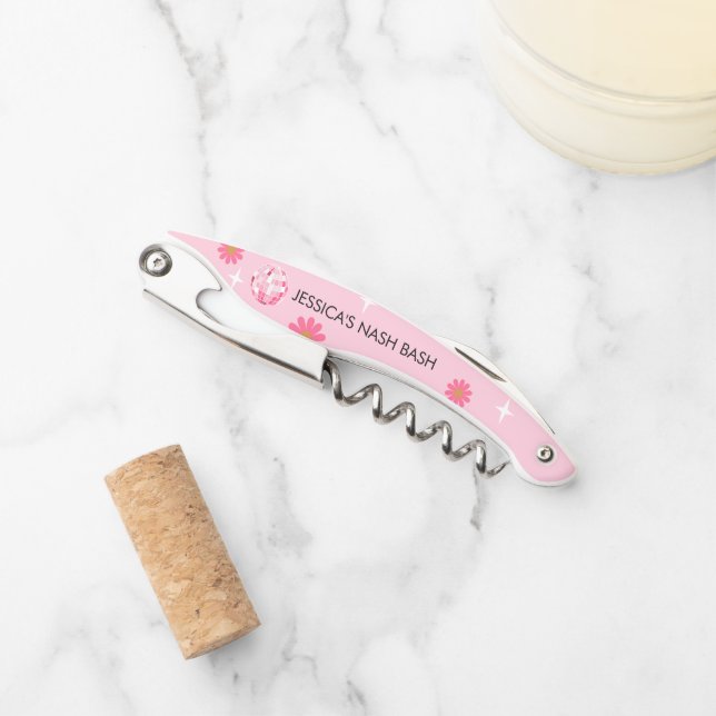 Pink Cowgirl Nash Bash Let's Go Girls Bachelorette Kellnermesser (Vorderseite)