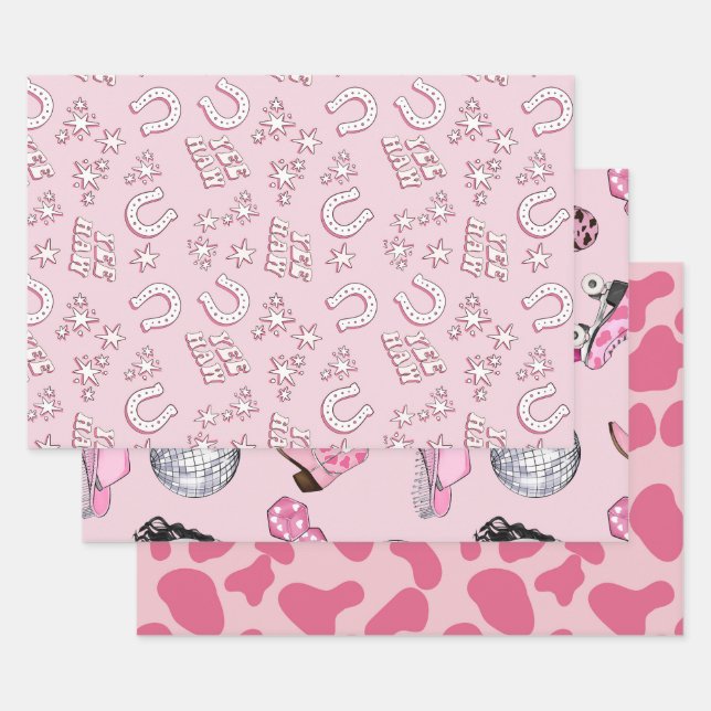Pink Cowgirl Pattern Geschenkpapier Set (Set)