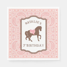 Pink Cowgirl | Pferde Silhouette 7. Geburtstag Serviette