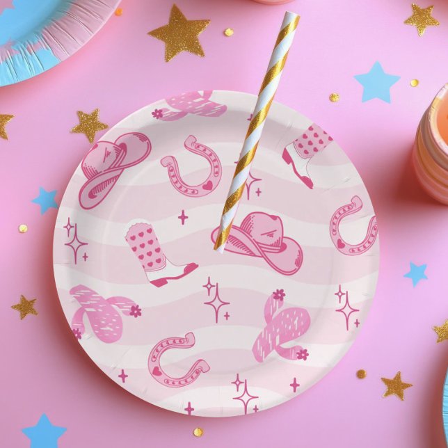 Pink Cowgirl Rodeo Birthday Paper Plates Pappteller (Von Creator hochgeladen)