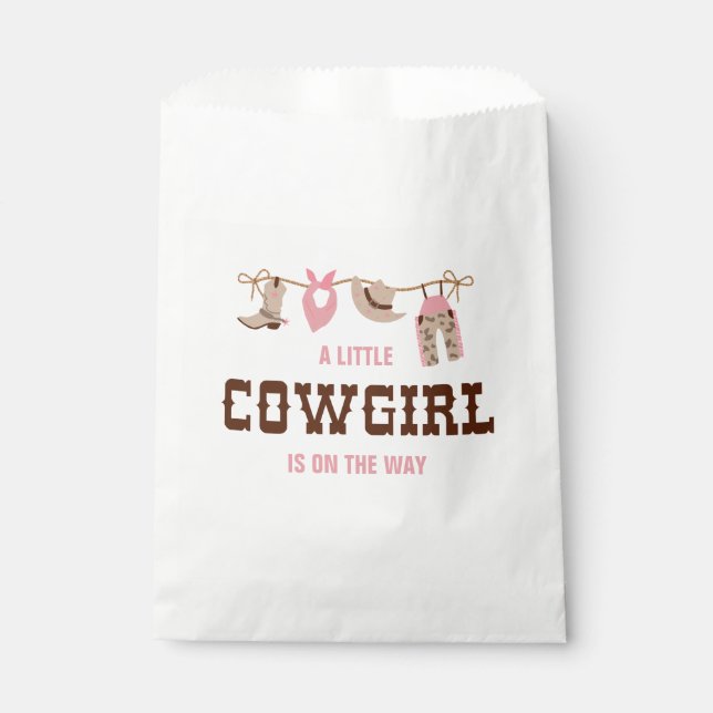 Pink Cowgirl Western Babydusche Geschenktütchen (Vorderseite)