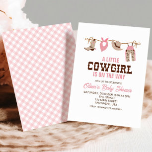 Pink Cowgirl Western Kinderdusche Einladung