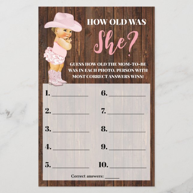 Pink Cowgirl Wie alt war She Baby Shooting Game Flyer (Vorne)