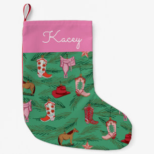 Pink Cowgirl Yeehaw Weihnachten Strumpf Kleiner Weihnachtsstrumpf