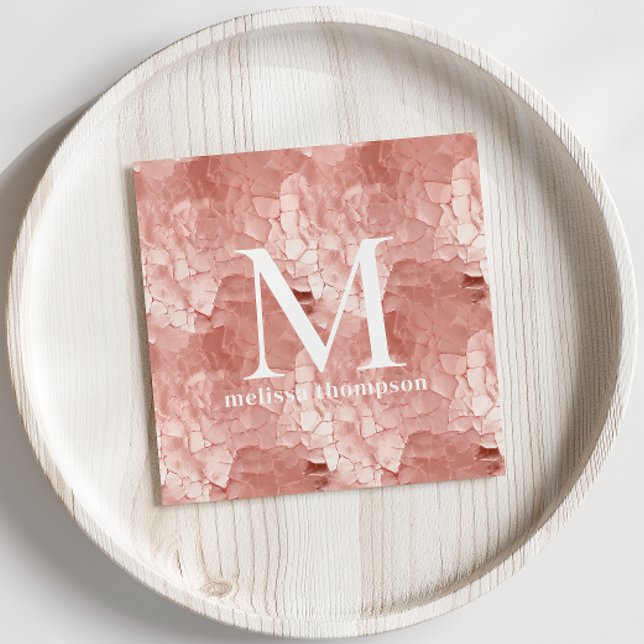Pink Crackle Texture Makeup Artist Business Card Quadratische Visitenkarte (Von Creator hochgeladen)