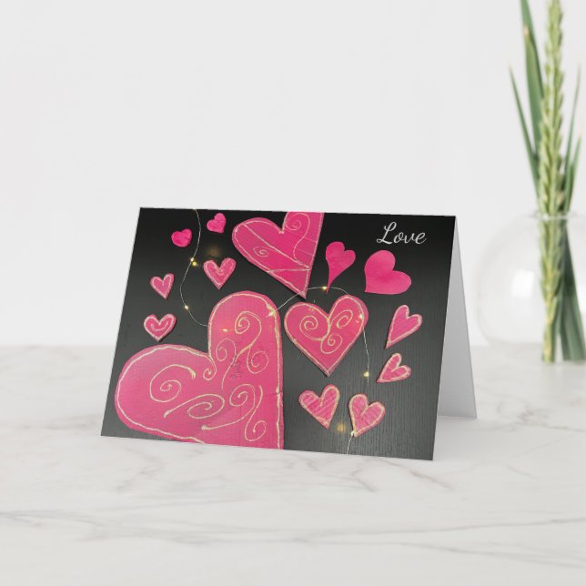 Pink Craft Hearts  Karte (Vorderseite)