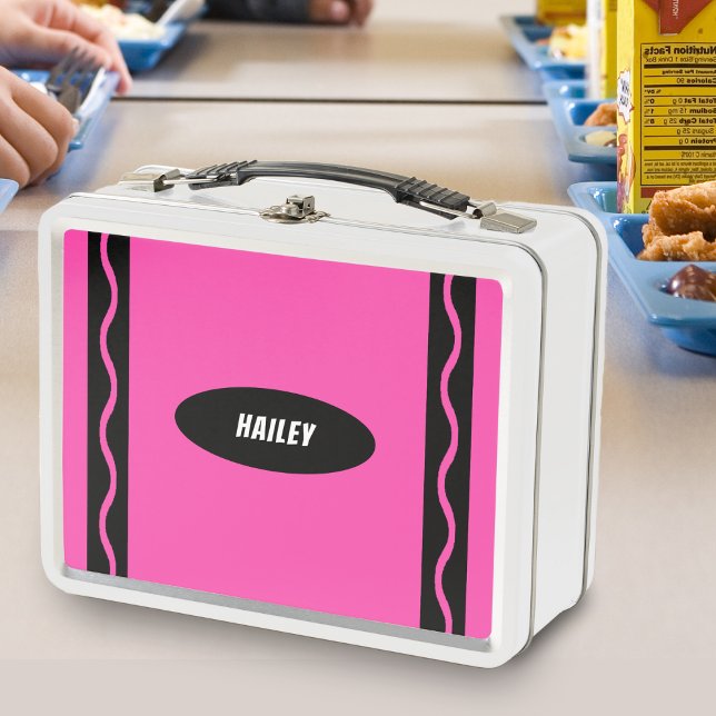 Pink Crayon Metall Brotdose (Pink Crayon Metal Lunch Box)