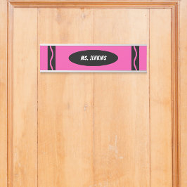 Pink Crayon Teacher Türschild