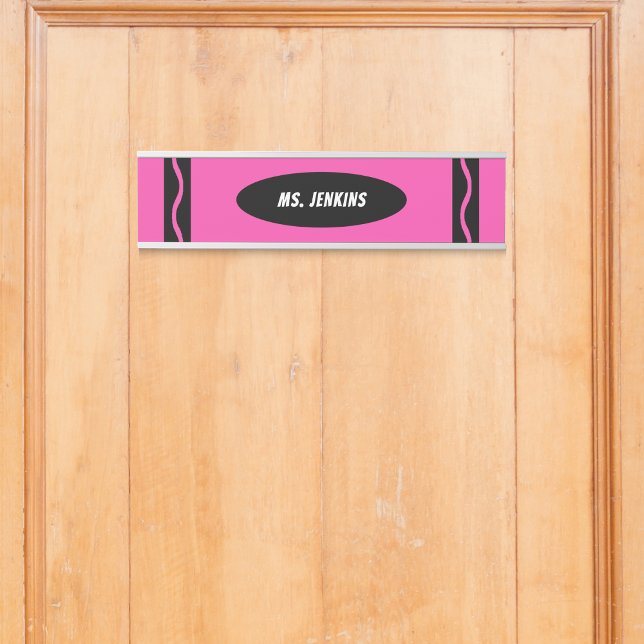 Pink Crayon Teacher Türschild (Pink Crayon Teacher Door Sign)