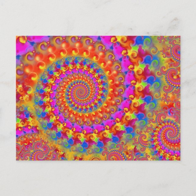 Pink Crazy Fraktal Postkarte (Vorderseite)