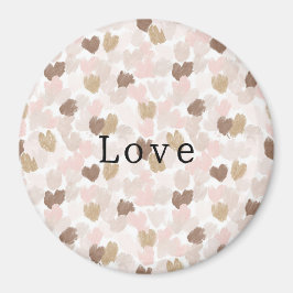 Pink Cream Brown Hearts Love Magnet