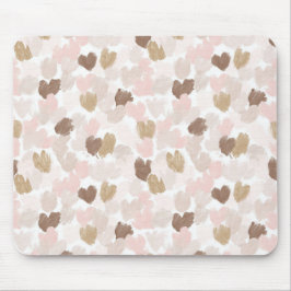 Pink Cream Brown Hearts Mousepad