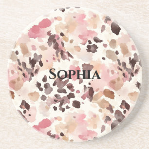 Pink Cream Brown Leopard Weihnachten Getränkeuntersetzer