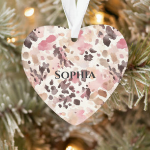 Pink Cream Brown Leopard Weihnachten Ornament