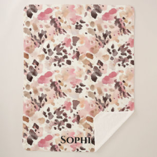 Pink Cream Brown Leopard Weihnachten Sherpadecke