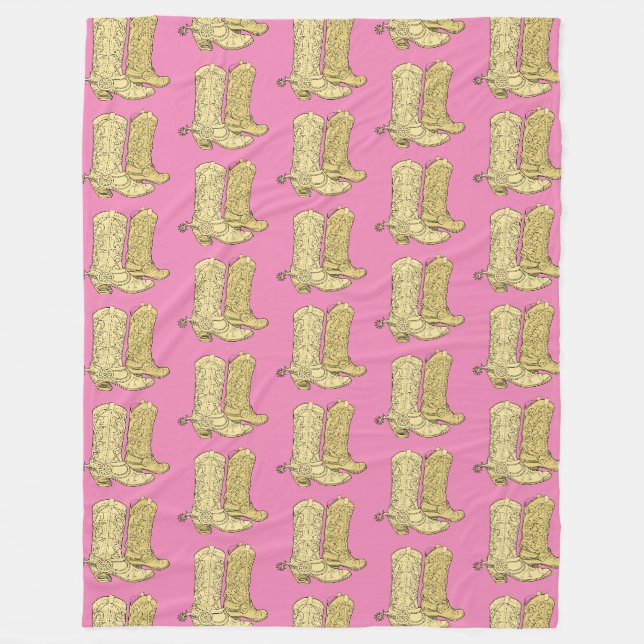 Pink Cream Cowgirl Cowboy Boots Fleecedecke (Vorderseite)
