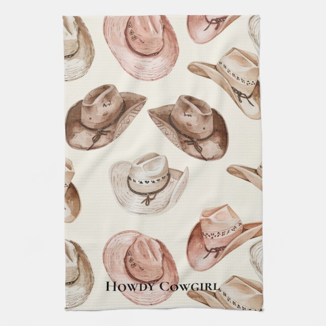 Pink Cream Cowgirl Hats Geschirrtuch (Vertikal)