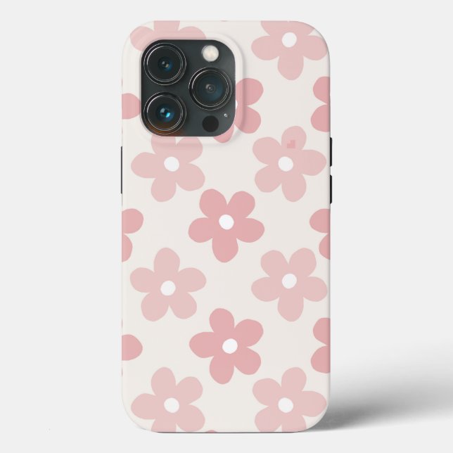Pink Cream Daisy Blume Retro Muster Case-Mate iPhone Hülle (Rückseite)