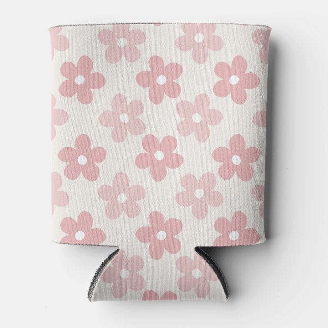 Pink Cream Daisy Blume Retro Muster Dosenkühler (Vorderseite)