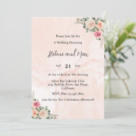 Pink Cream Floral Elegant Wedding Invitation Einladung