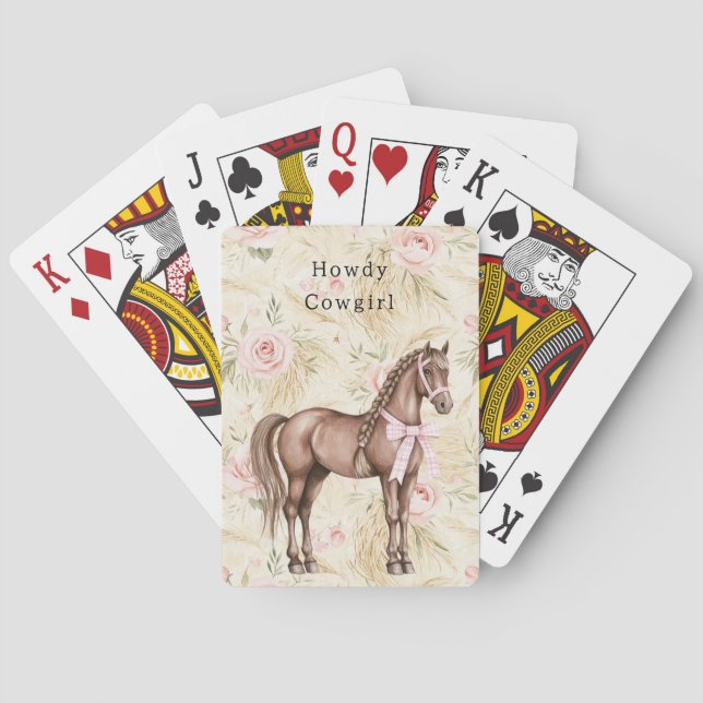 Pink Cream Floral Horse Spielkarten (Rückseite)