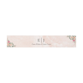 Pink Cream Floral Wedding Invitation Belly Band