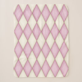 Pink & Cream Harlequin Diamond Karo Muster Sherpadecke
