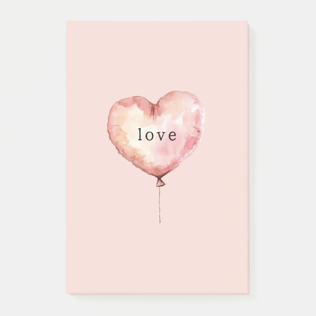 Pink Cream Heart Balloon Post-it Klebezettel (Vorderseite)