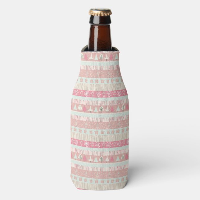 PINK & CREAM HOLIDAY BÄUME PRÄSENTIEREN FLASCHENKÜHLER (Flaschenvorderseite)