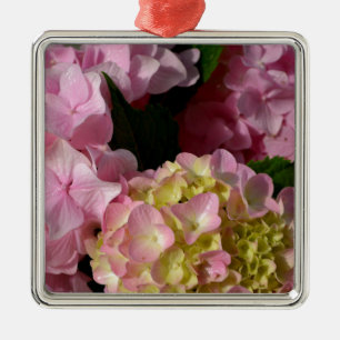 Pink Cream Hydrangeas gelb rosa grüne Blüte Silbernes Ornament