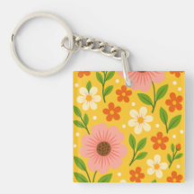 Pink, cream & Orange Flowers with Green Leaves