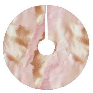 Pink Cream Tan Southwest Cowgirl Cowhide Polyester Weihnachtsbaumdecke
