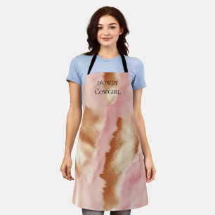 Pink Cream Tan Southwest Cowgirl Cowhide Schürze