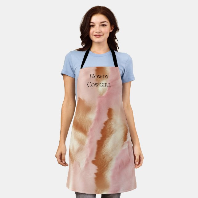Pink Cream Tan Southwest Cowgirl Cowhide Schürze (Getragen)
