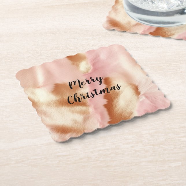 Pink Cream Tan Southwest Cowgirl Cowhide Untersetzer (angewinkelt)