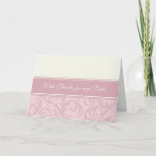 Pink Cream Wirbel Schwester Danke Bridesmaid Card