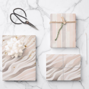 Pink Cream Zebra Tier Gold Glanz Geburtstag Geschenkpapier Set