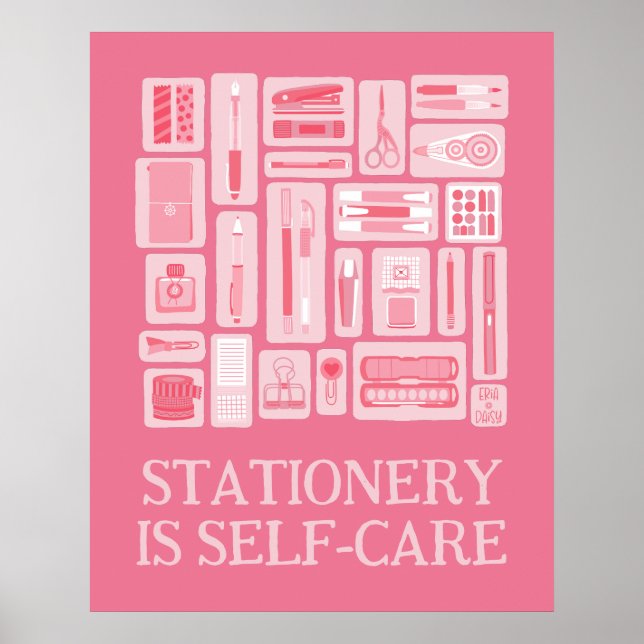 Pink Creative Tools Illustration Self Care Poster (Vorne)
