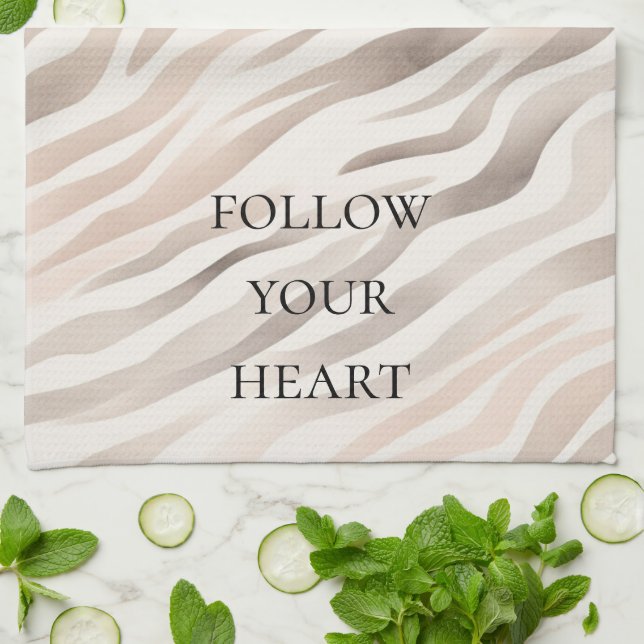 Pink Creme Beige Zebra Tierdruck Geschirrtuch (Gefaltet)