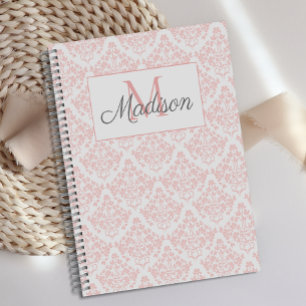 Pink Creme Damask Niedlich Girly Trendy Monogram Planer