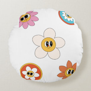 Pink Creme Illustration Retro Blume Kissen