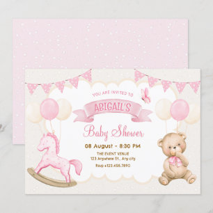 Pink Creme Pastell Babydusche Einladung