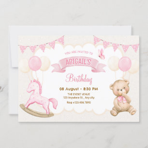 Pink Creme Pastellfarben Geburtstag Einladung